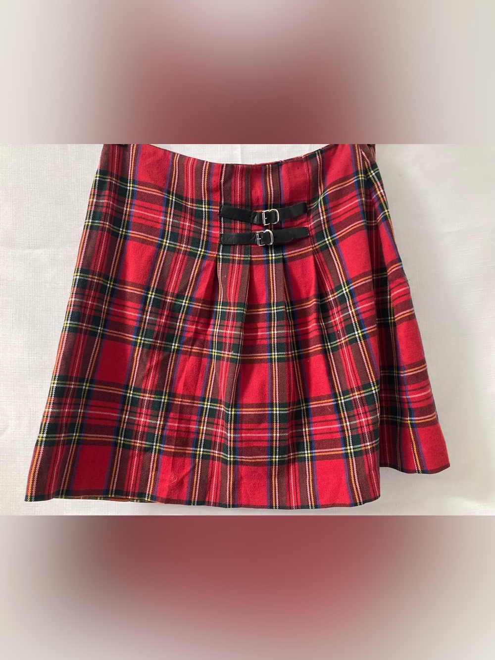 Terra Nostra Red Tartan Plaid Mini Skirt Buckle Y2K Size 6